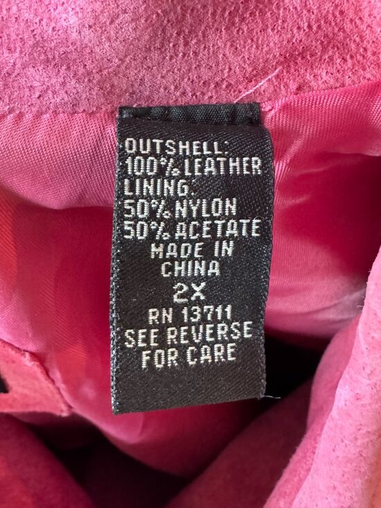 Valerie Stevens Woman Pink Suede Leather Shirt Jacket 2X - Picture 4 of 10